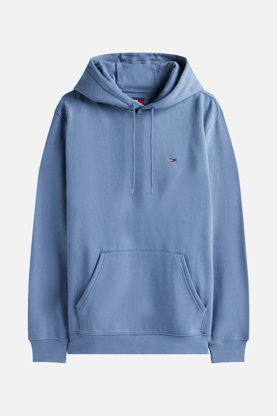 Blauwe hoodie van TOMMY JEANS met trekkoord en kangoeroezak.