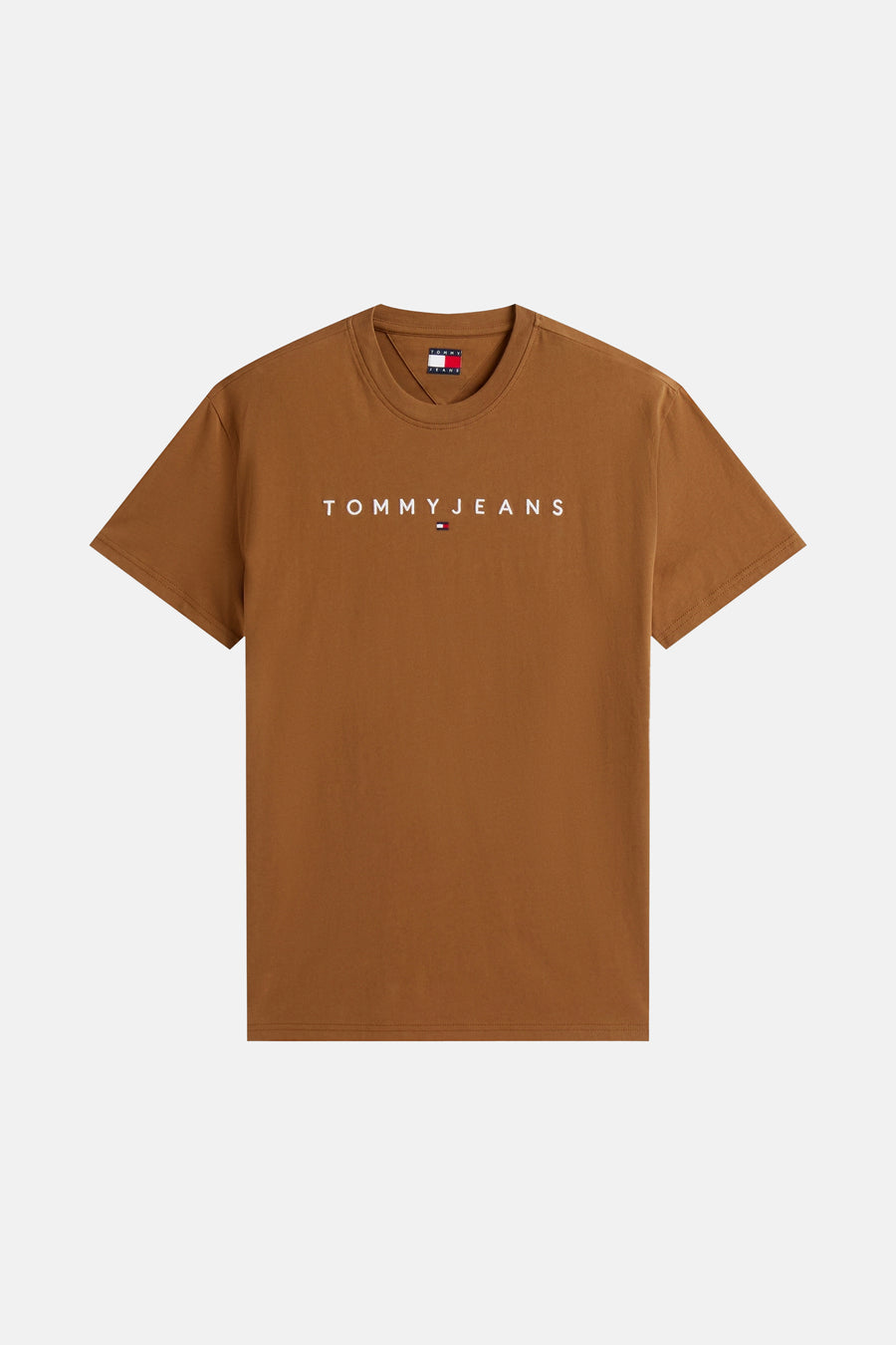 Bruin T-shirt met korte mouwen van TOMMY JEANS, met het merklogo op de voorkant.