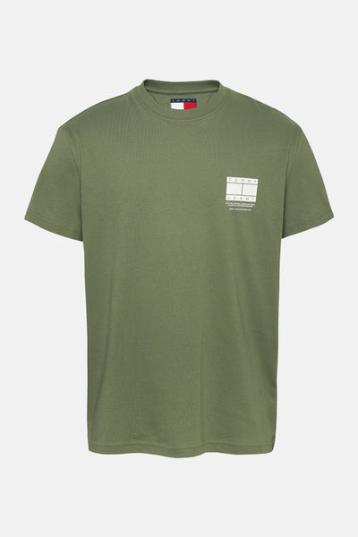T-shirt vert à manches courtes de Tommy Jeans avec logo imprimé sur le devant.
