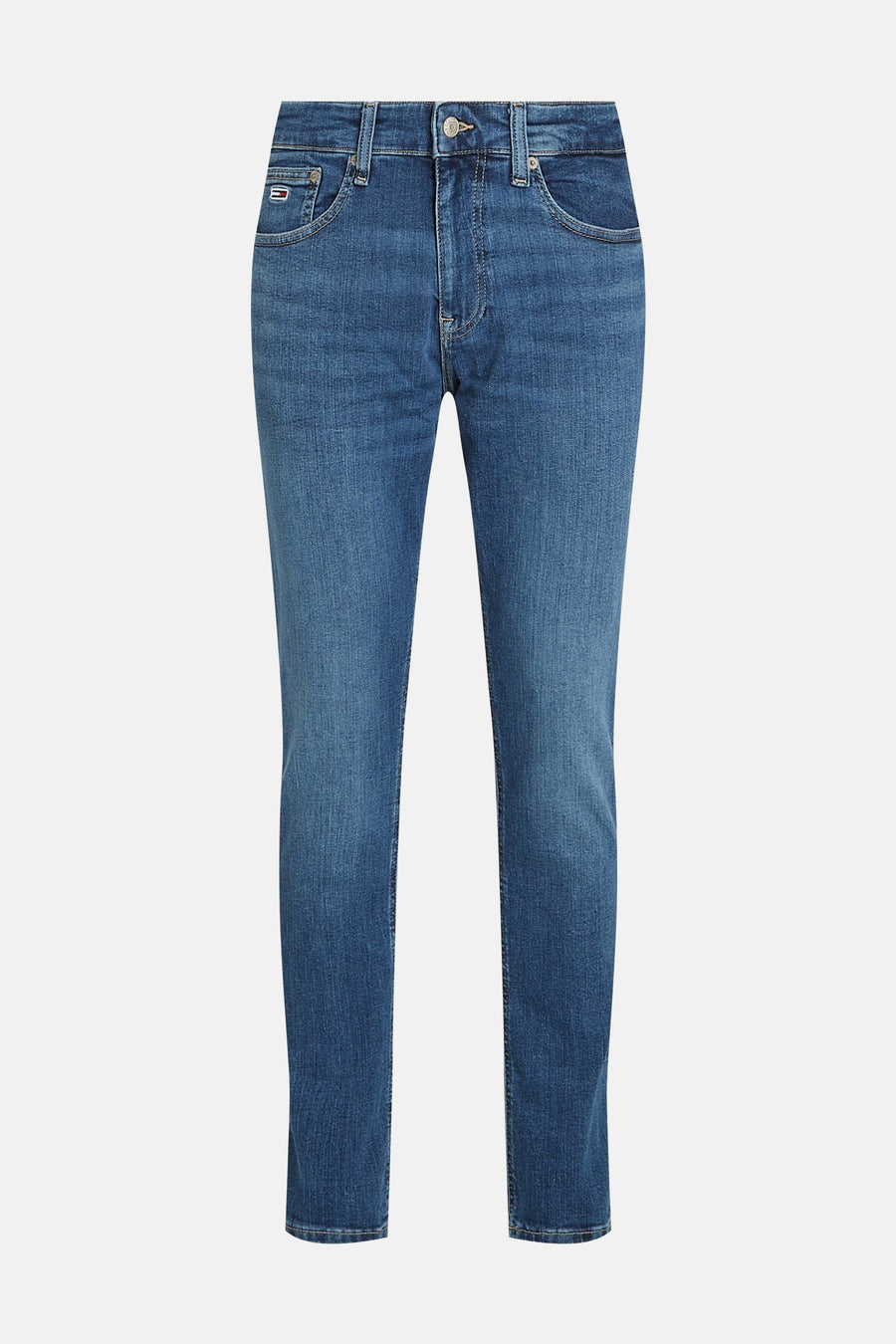 Lichtblauwe tapered jeans van Tommy Jeans, van denim, met voor- en achterzakken.