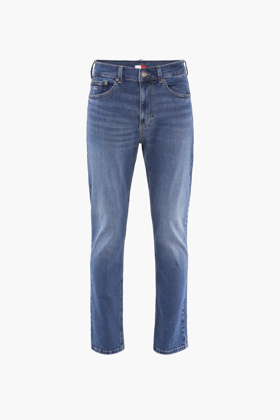 Rechte blauwe denim jeans van TOMMY JEANS, met muntzakje versierd met het kenmerkende logo.