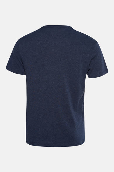 T-shirt à manches courtes bleu de TOMMY JEANS, en jersey chiné, vu de dos.
