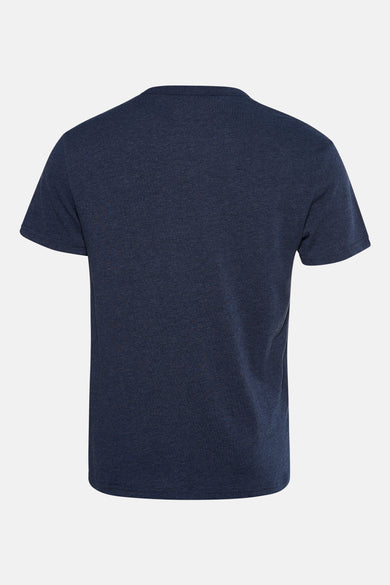 T-shirt à manches courtes bleu de TOMMY JEANS, en jersey chiné, vu de dos.
