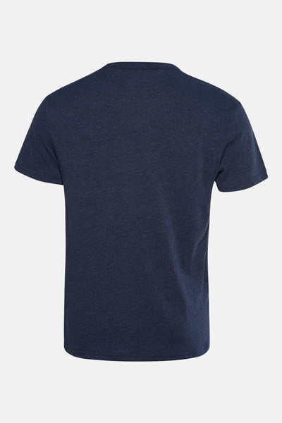 T-shirt à manches courtes bleu de TOMMY JEANS, en jersey chiné, vu de dos.
