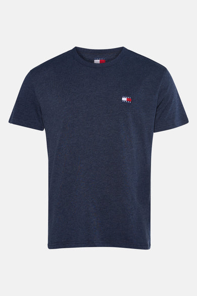 Gemêleerd blauw T-shirt met korte mouwen van Tommy Jeans, met een geborduurd logo op de borst.