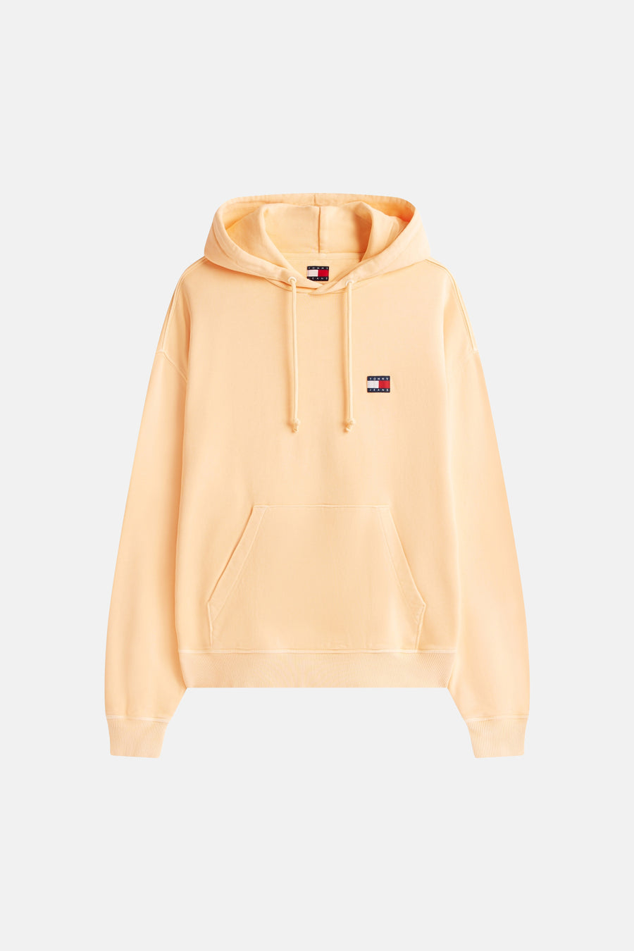 Oranje hoodie van TOMMY JEANS met trekkoord en kangoeroezak.