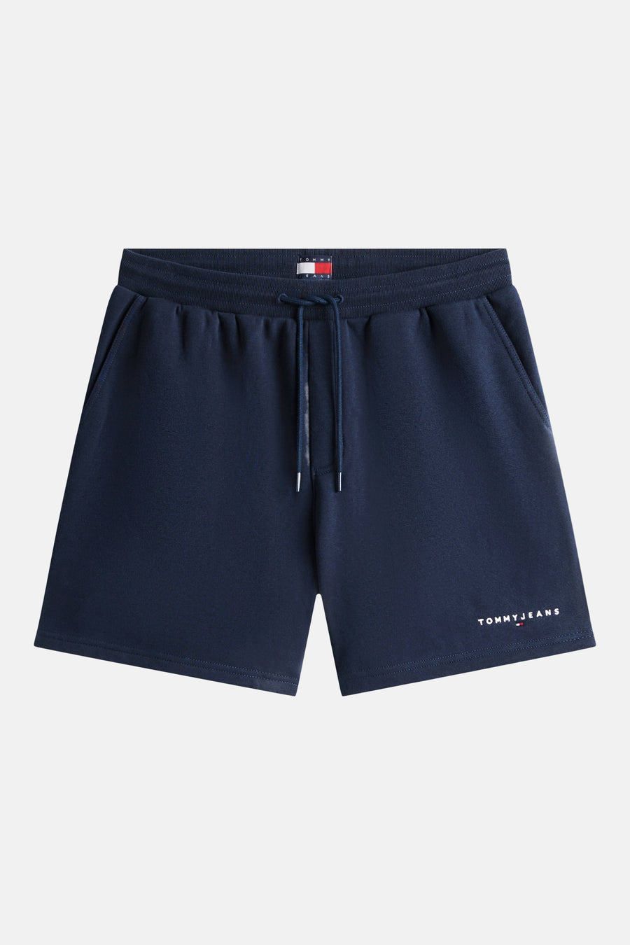 Marineblauwe korte broek van TOMMY JEANS, met trekkoord en opgedrukt merklogo.