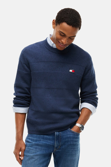 Pull col rond bleu - TOMMY JEANS