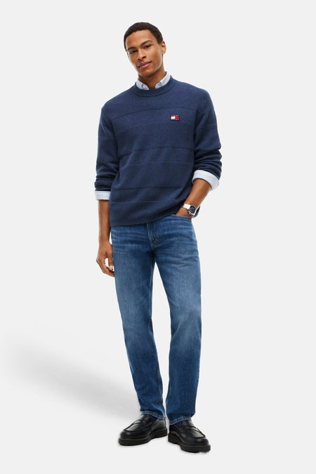 Pull col rond bleu - TOMMY JEANS