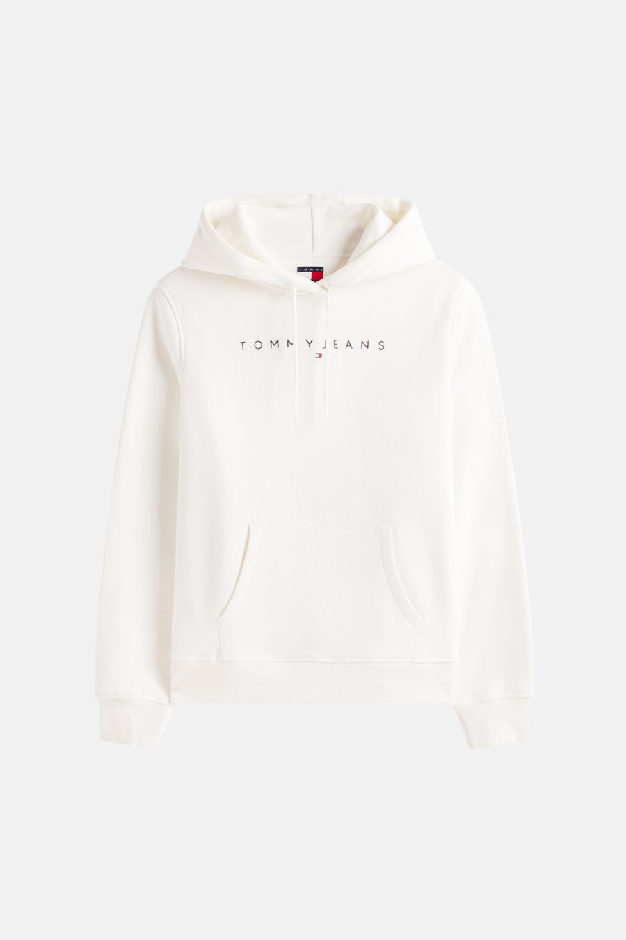 Witte hoodie van TOMMY JEANS met trekkoord en kangoeroezak.