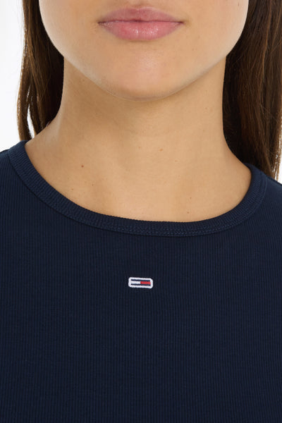 Top uni manches courtes Bleu - TOMMY JEANS
