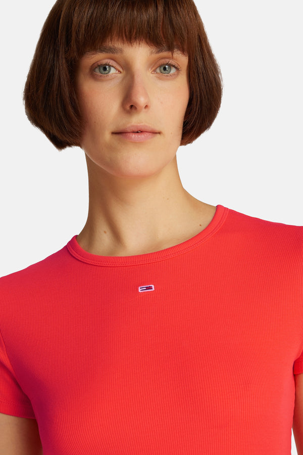 Top uni manches courtes Rouge - Tommy Jeans