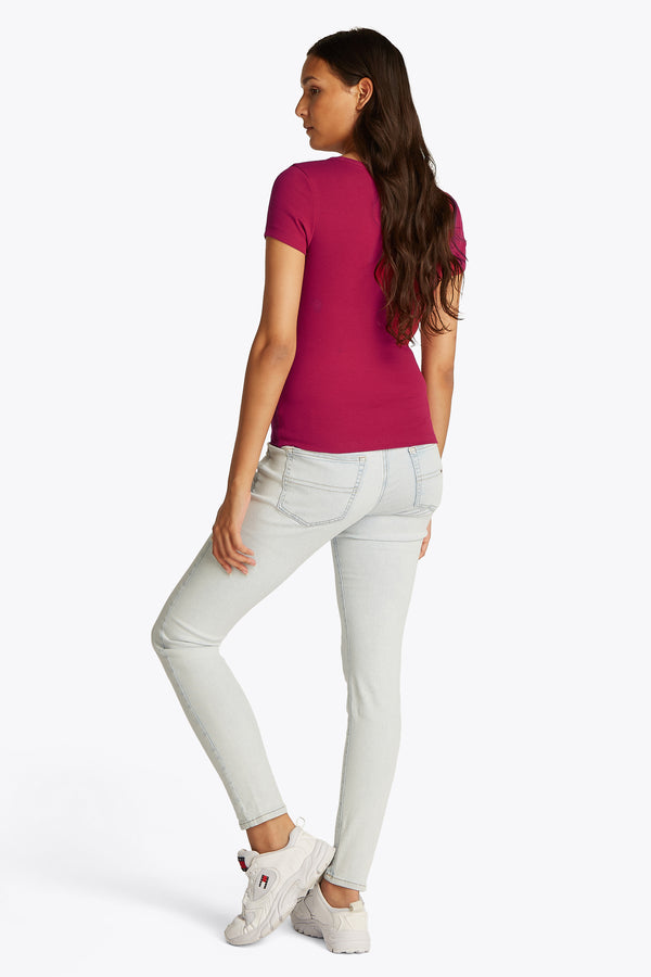 Top uni manches courtes Rouge - Tommy Jeans