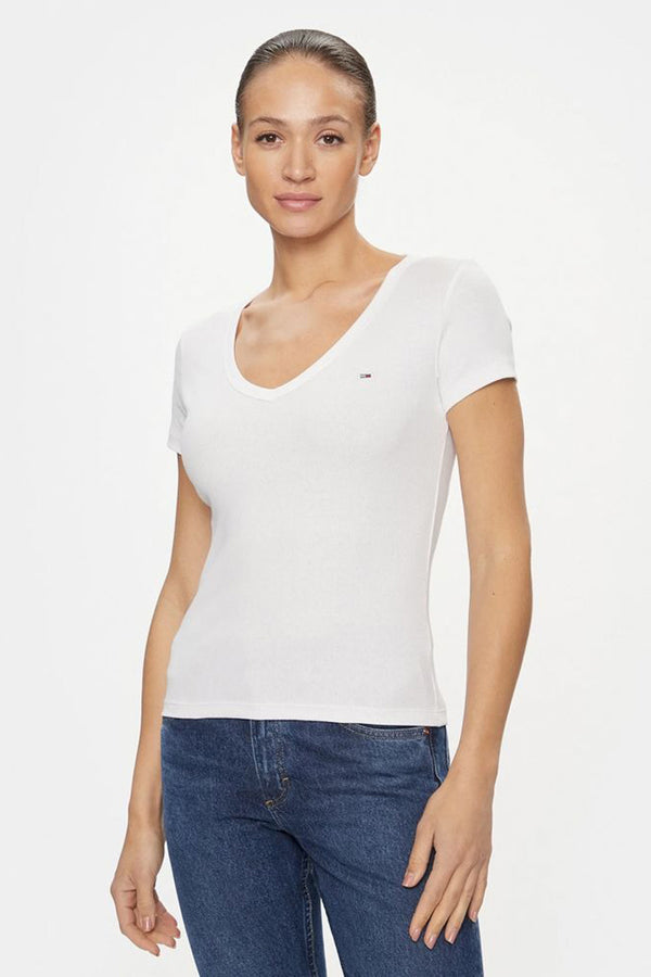 Top uni manches courtes Blanc - TOMMY JEANS