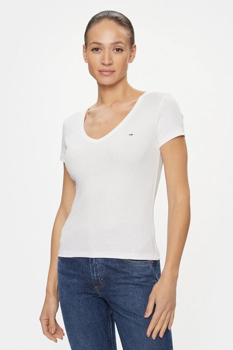 Top uni manches courtes Blanc - TOMMY JEANS