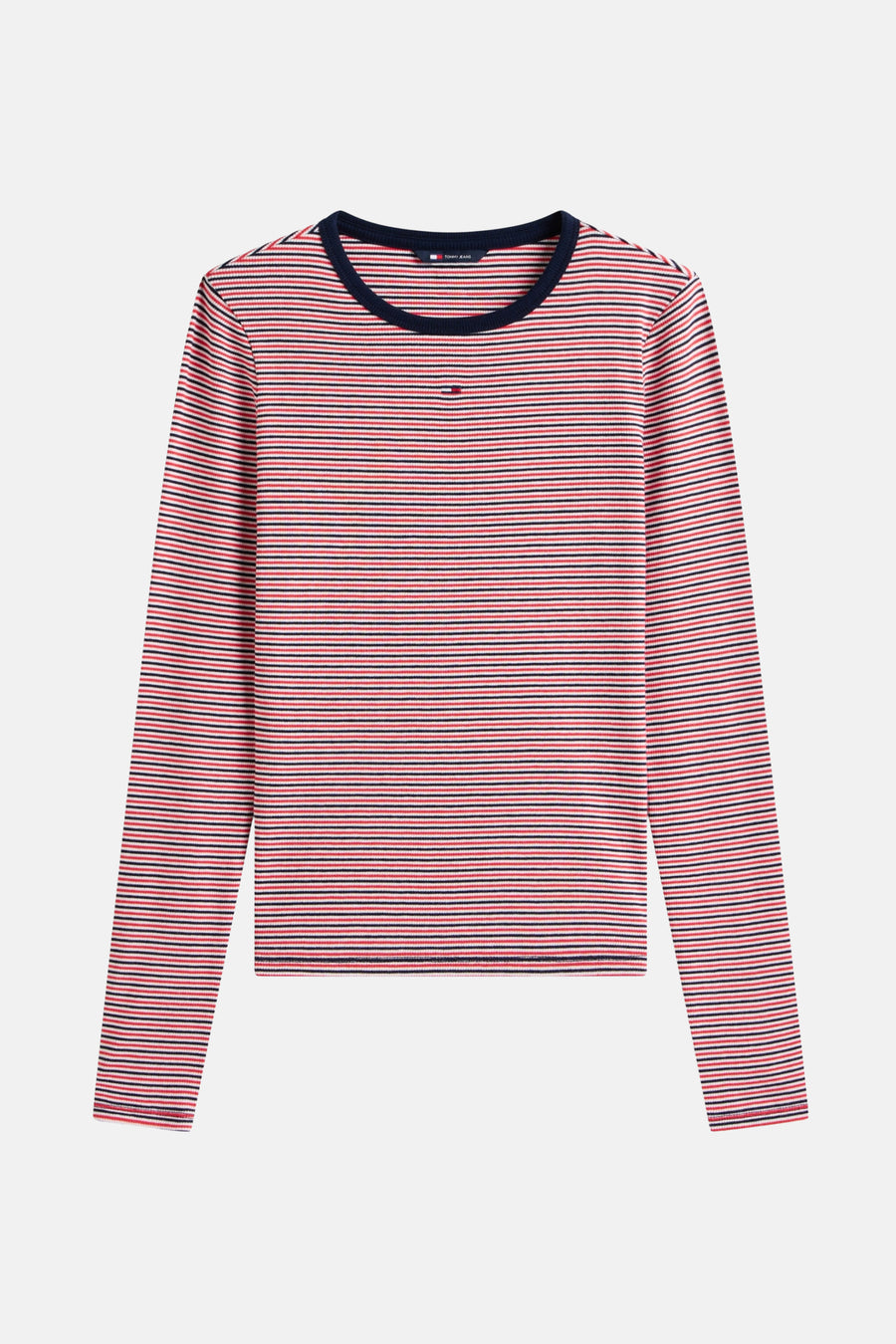 Multikleur gestreept T-shirt met lange mouwen van Tommy Jeans, met ronde hals en discreet logo.