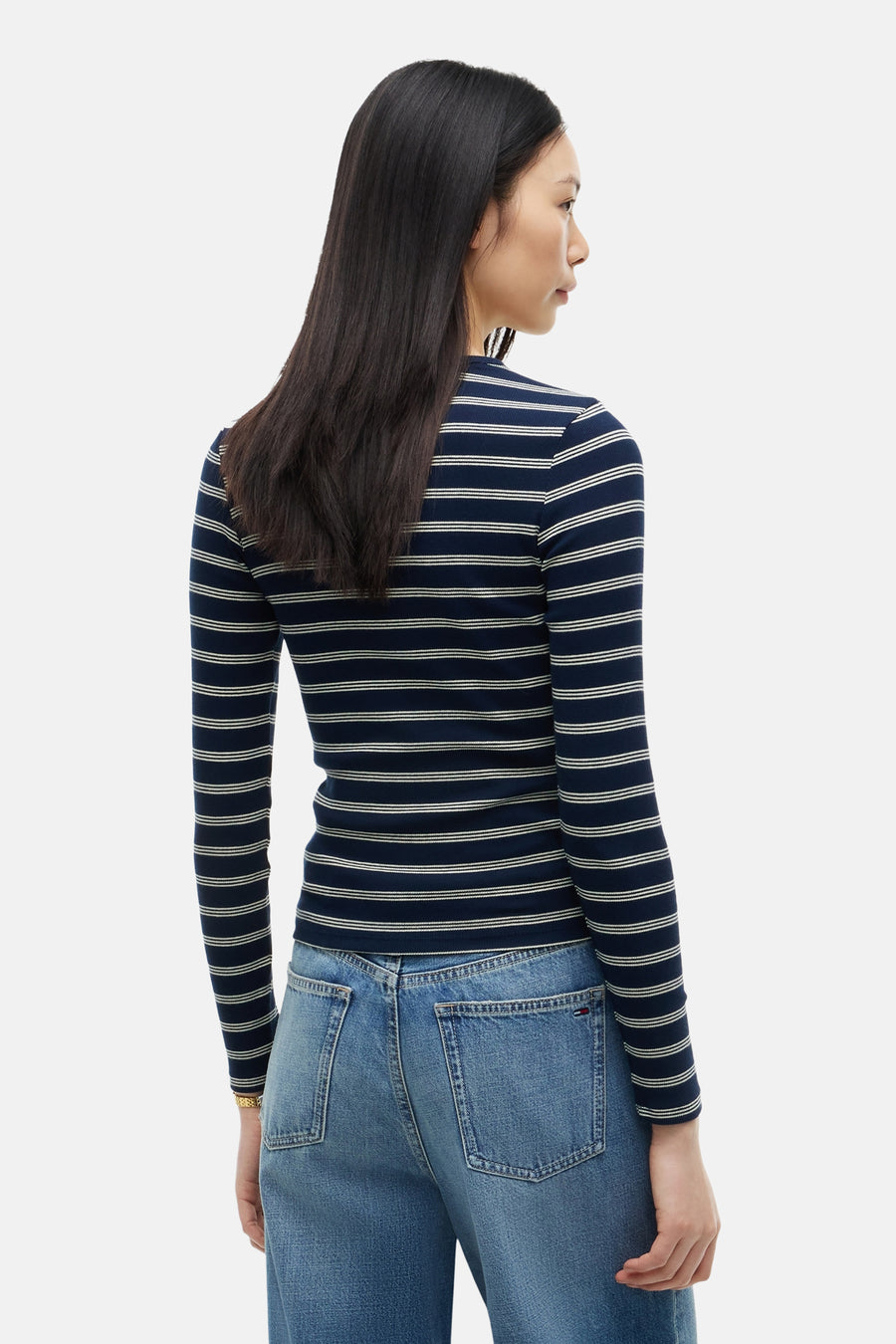 Top uni manches longues bleu - TOMMY JEANS