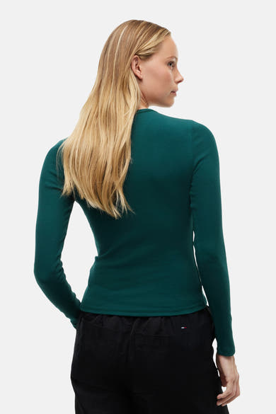 Top uni manches longues vert - TOMMY JEANS