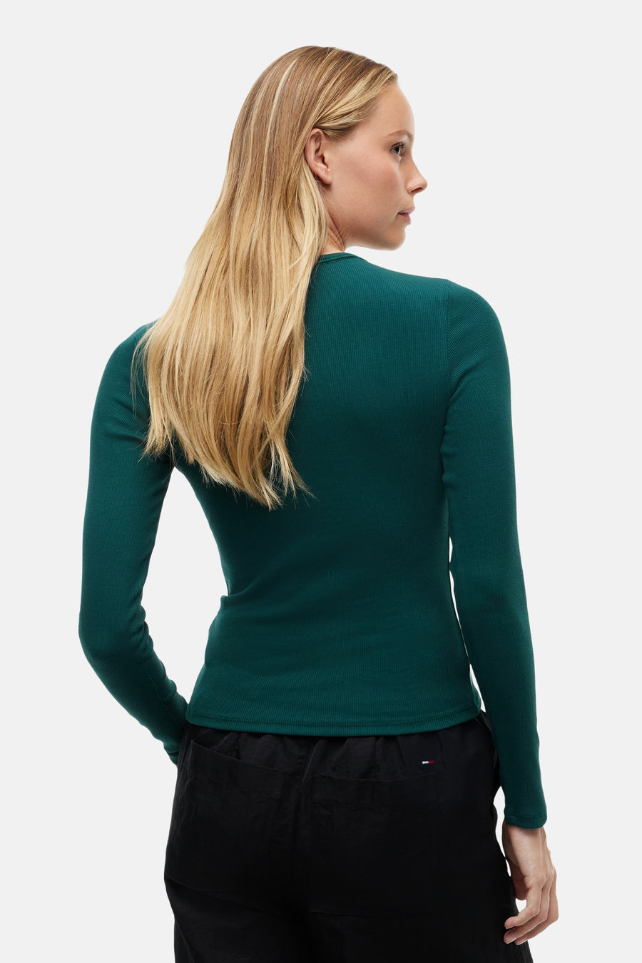 Top uni manches longues vert - TOMMY JEANS
