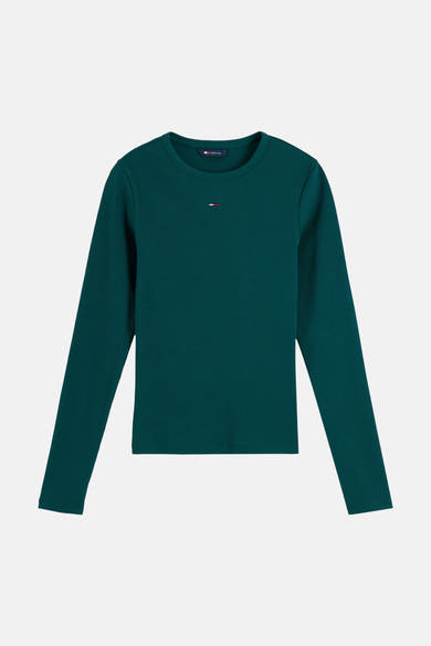 Top uni manches longues vert - TOMMY JEANS