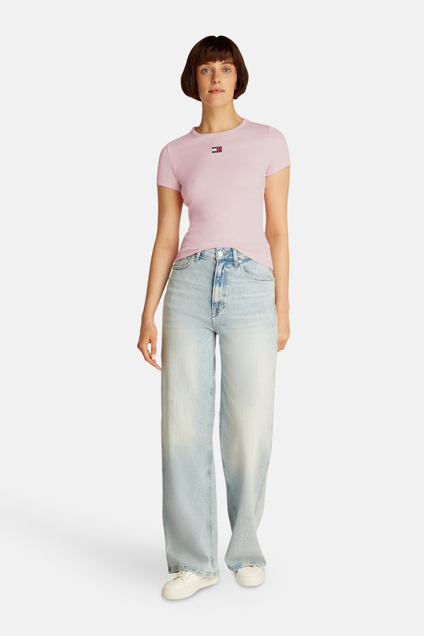 Top uni manches courtes Rose - Tommy Jeans