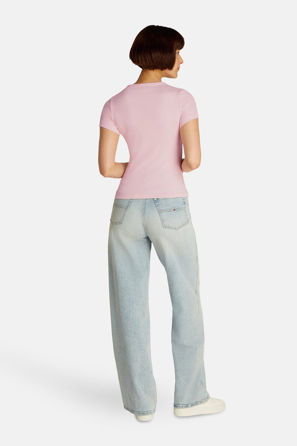 Top uni manches courtes Rose - Tommy Jeans