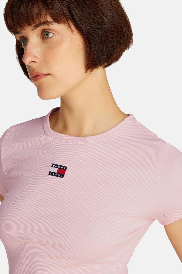 Top uni manches courtes Rose - Tommy Jeans