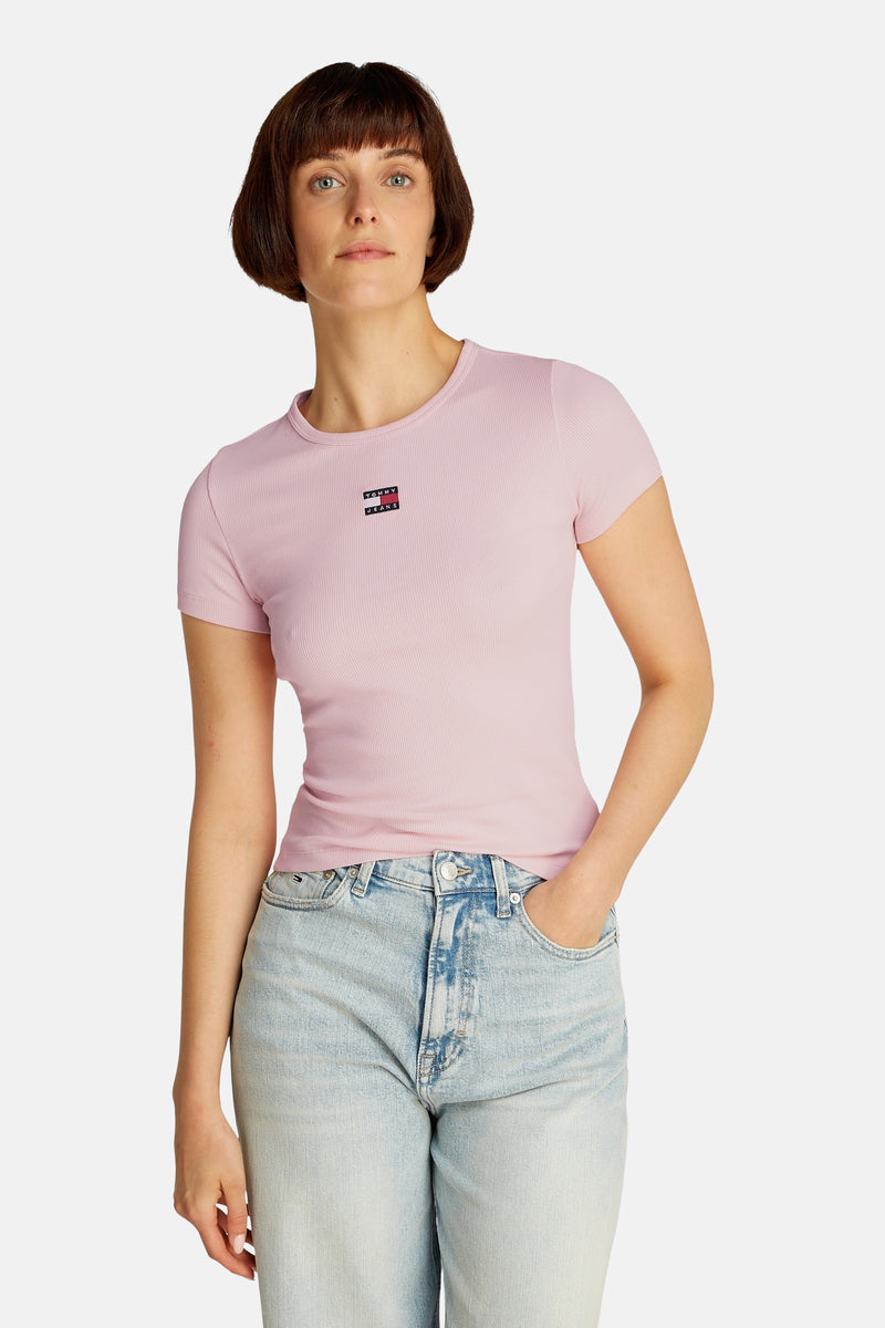 Top uni manches courtes Rose - Tommy Jeans