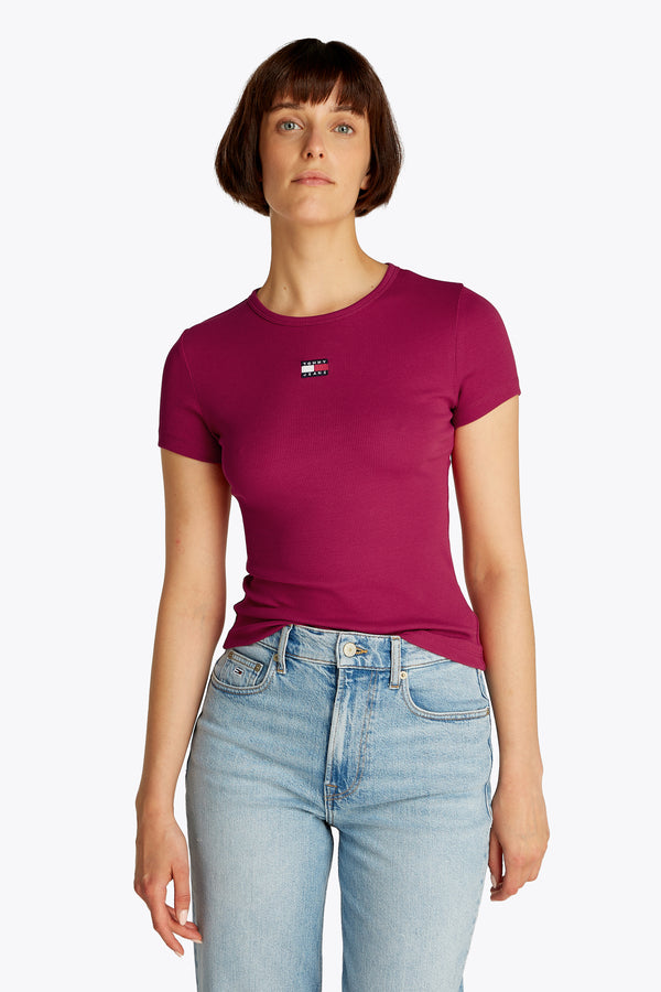 Top uni manches courtes Rouge - Tommy Jeans
