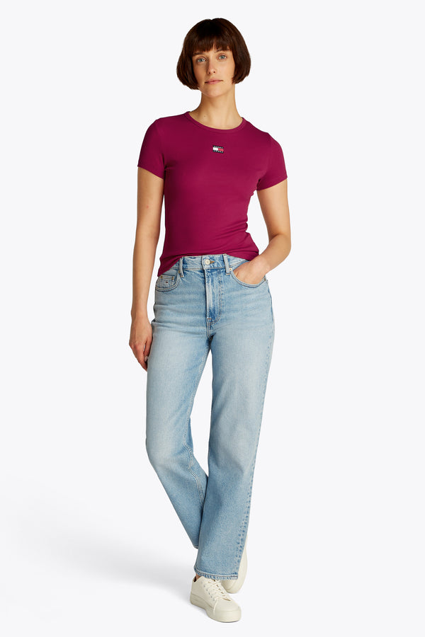 Top uni manches courtes Rouge - Tommy Jeans