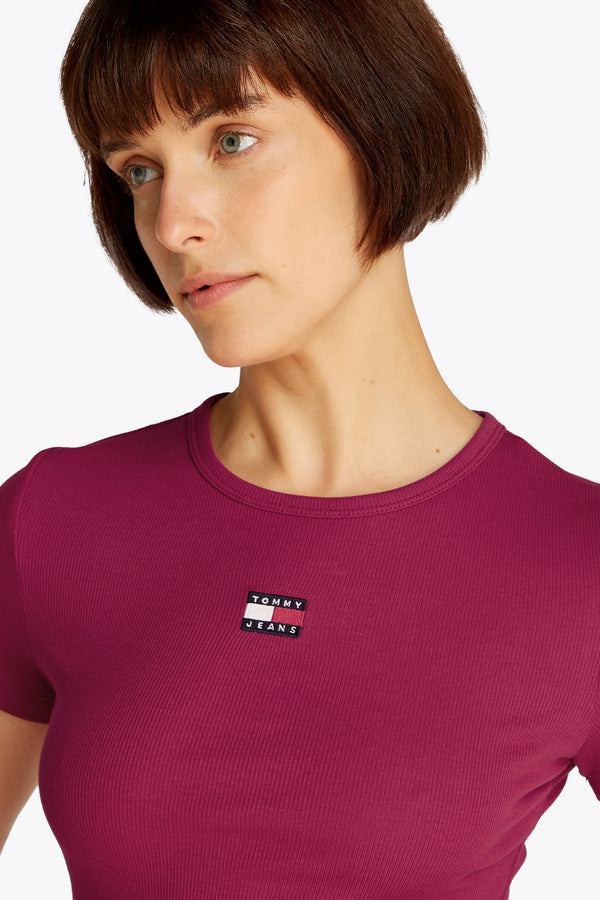Top uni manches courtes Rouge - Tommy Jeans