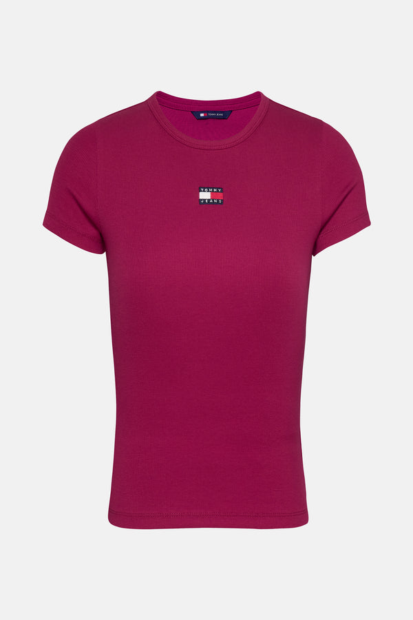 Top uni manches courtes Rouge - Tommy Jeans