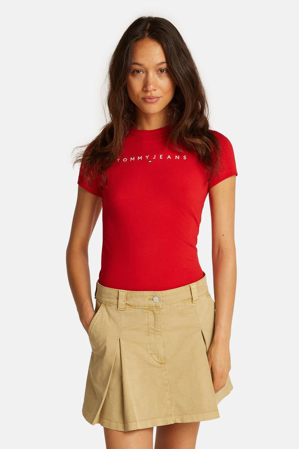 Top uni manches courtes Rouge - Tommy Jeans
