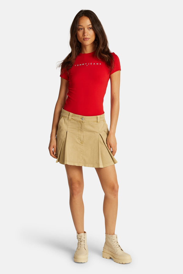 Top uni manches courtes Rouge - Tommy Jeans