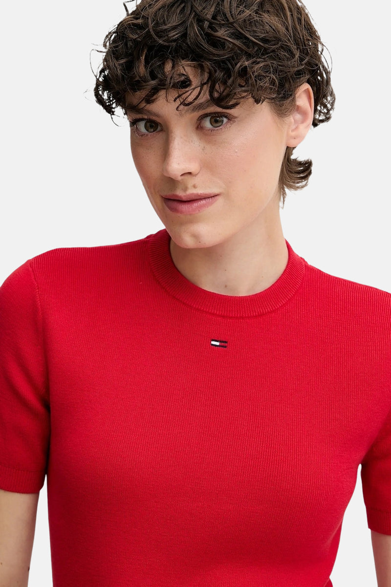 Pull à col rond - rouge