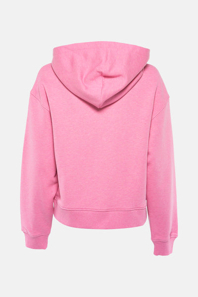 Polaire rose de TOMMY JEANS, vue de dos, avec capuche et poignets côtelés.