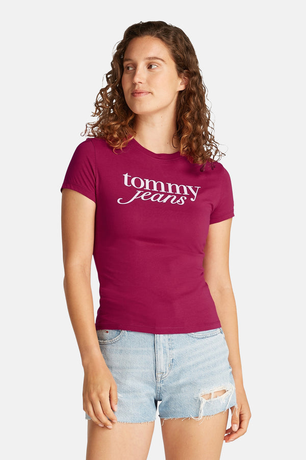 Top uni manches courtes Rouge - Tommy Jeans