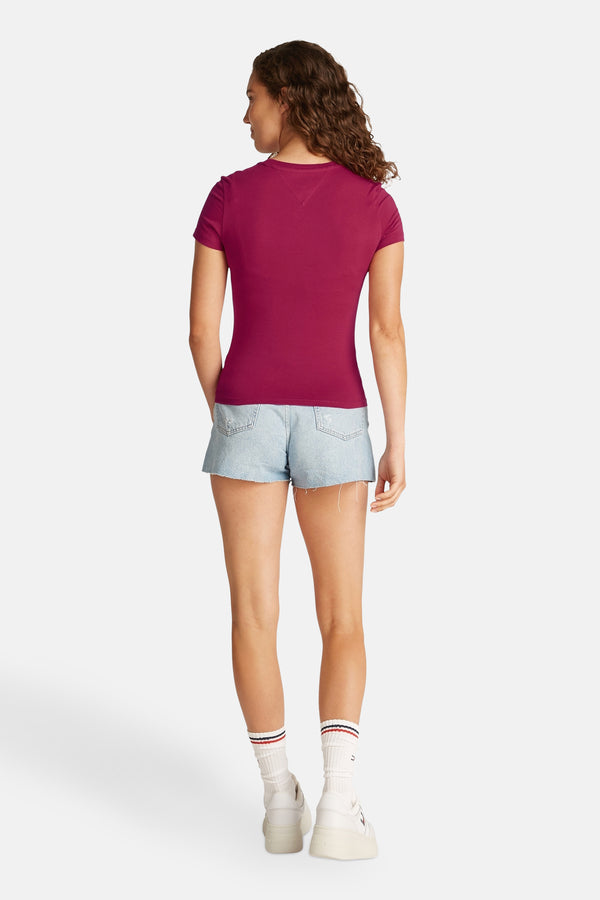 Top uni manches courtes Rouge - Tommy Jeans