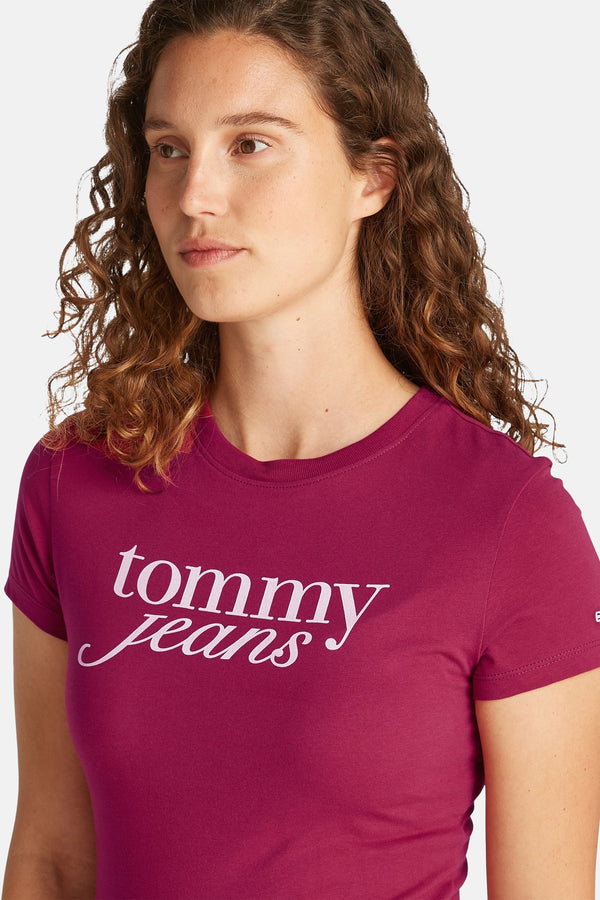 Top uni manches courtes Rouge - Tommy Jeans