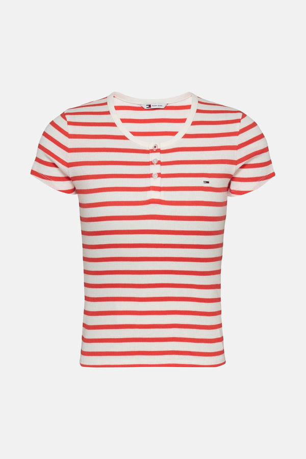 Top uni manches courtes Écru - Tommy Jeans