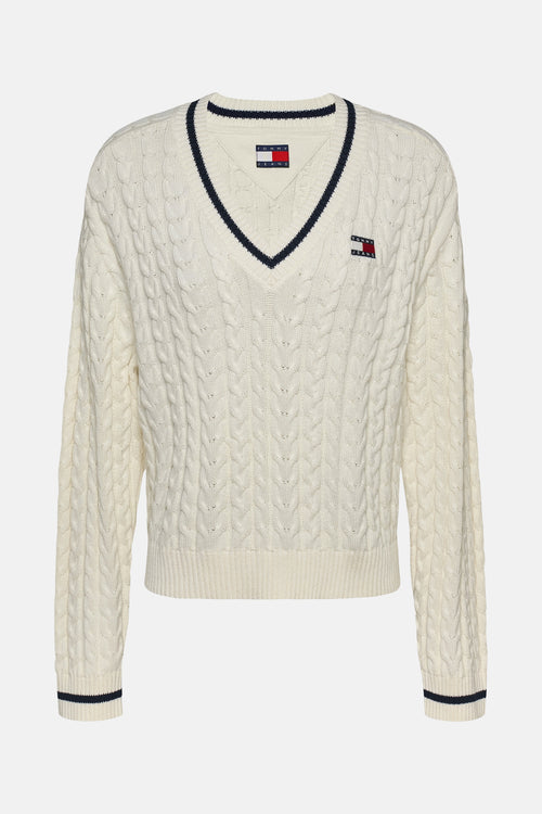 Trui met V-hals Wit - TOMMY JEANS
