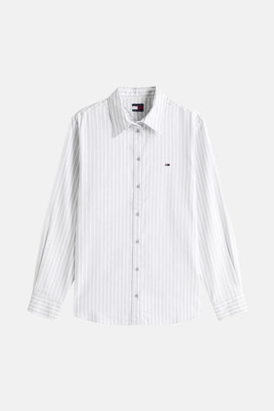 Gestreept overhemd met lange mouwen van TOMMY JEANS, met discreet logo op de borst.