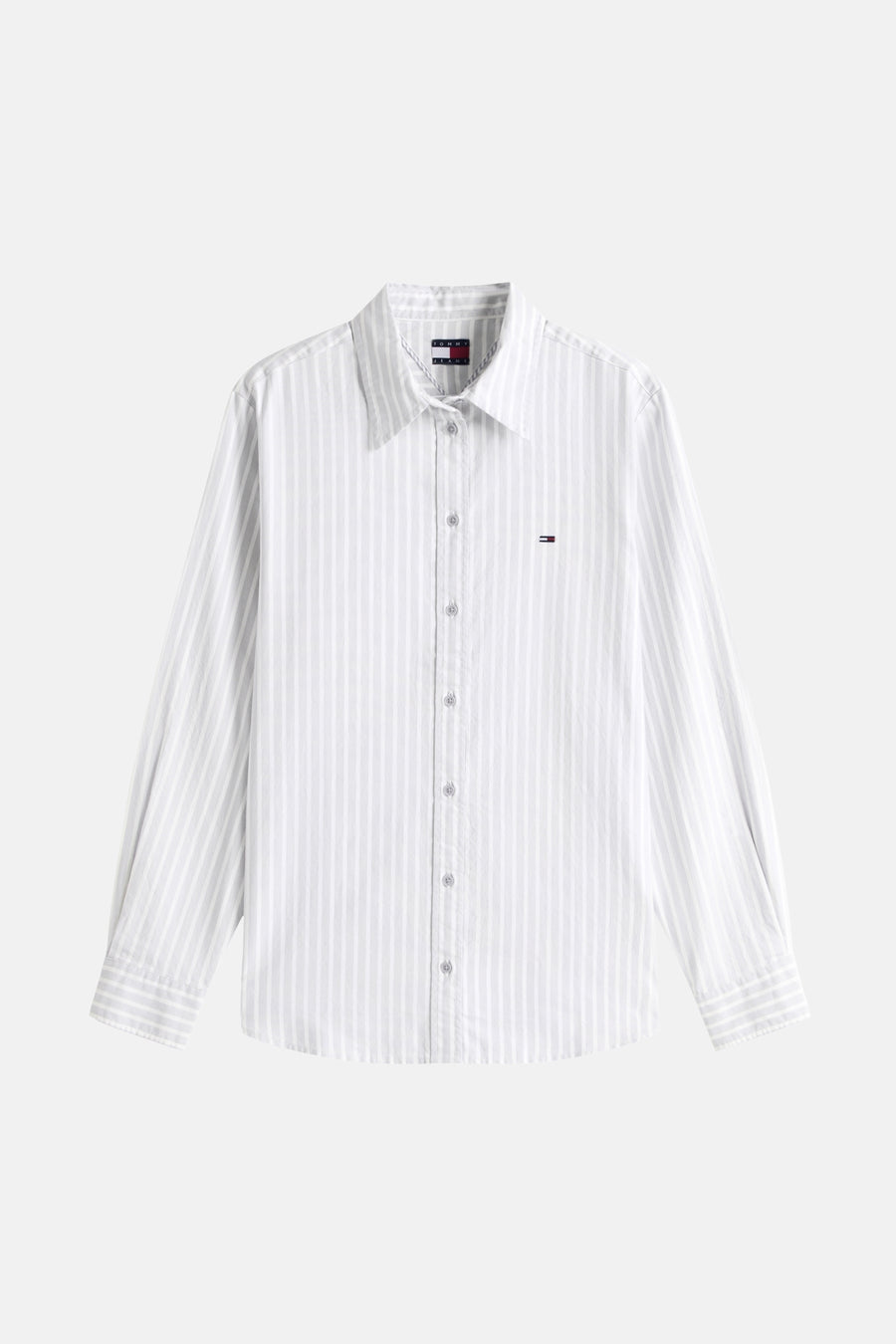 Gestreept overhemd met lange mouwen van TOMMY JEANS, met discreet logo op de borst.