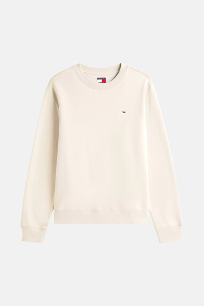 Beige sweatshirt van TOMMY JEANS, met discreet logo op de borst en ronde hals.