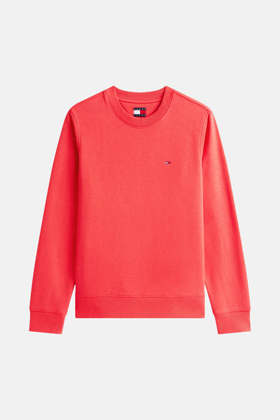 Rode sweater van TOMMY JEANS, met discreet vlaglogo op de borst.