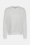 Wit sweatshirt van TOMMY JEANS, met klein vlaglogo op de borst en driekleurige strepen op de kraag.