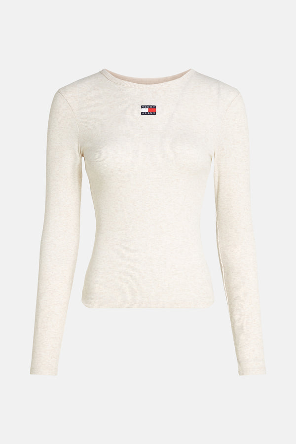 Top uni manches longues Beige - Tommy Jeans