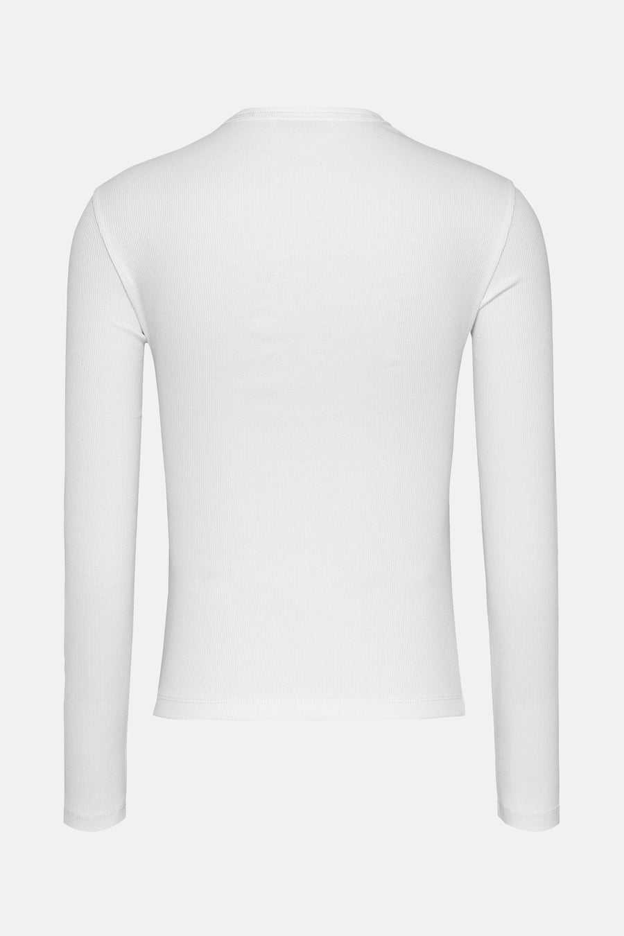 Witte T-shirt met lange mouwen van TOMMY JEANS, van geribbelde jersey.