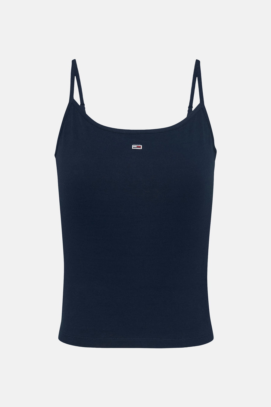 Débardeur bleu marine de TOMMY JEANS, avec fines bretelles et logo discret sur la poitrine.
