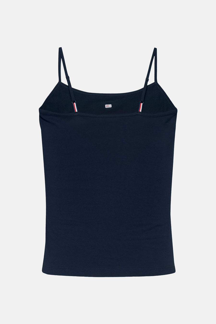 Débardeur bleu de TOMMY JEANS, avec fines bretelles et logo sur l'encolure dos.
